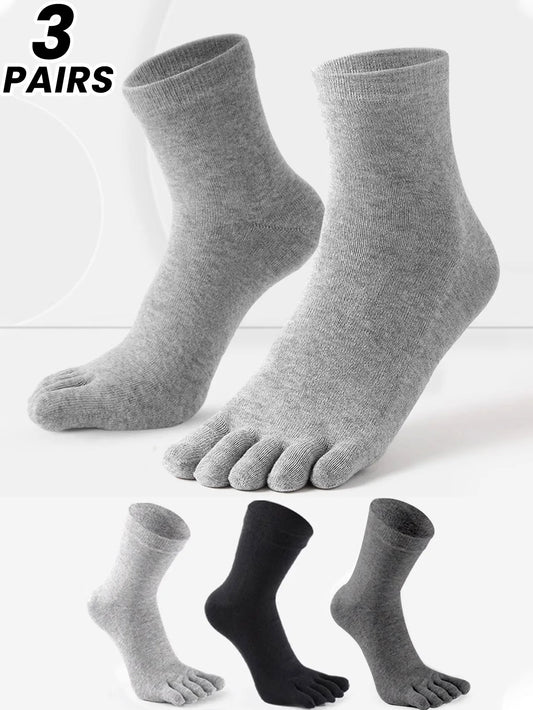 5-Toe Crew Socks (3-Pack) – Breathable, Anti-Odor